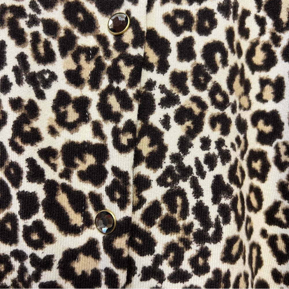 Quacker Factory Leopard Print Cardigan 3X Animal Print Button Front Stretch Top - Picture 2 of 7